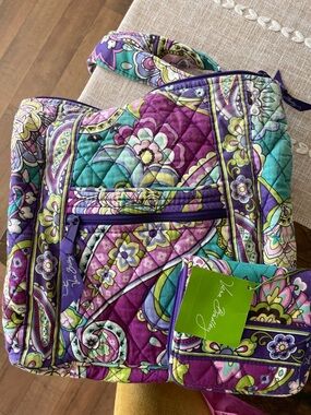 Vera Bradley Purple Multi Paisley Quilted Crossbody with Wristlet